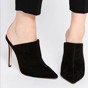 ASOS Black Faux Suede Pointed Mule Slip On Shoe👠